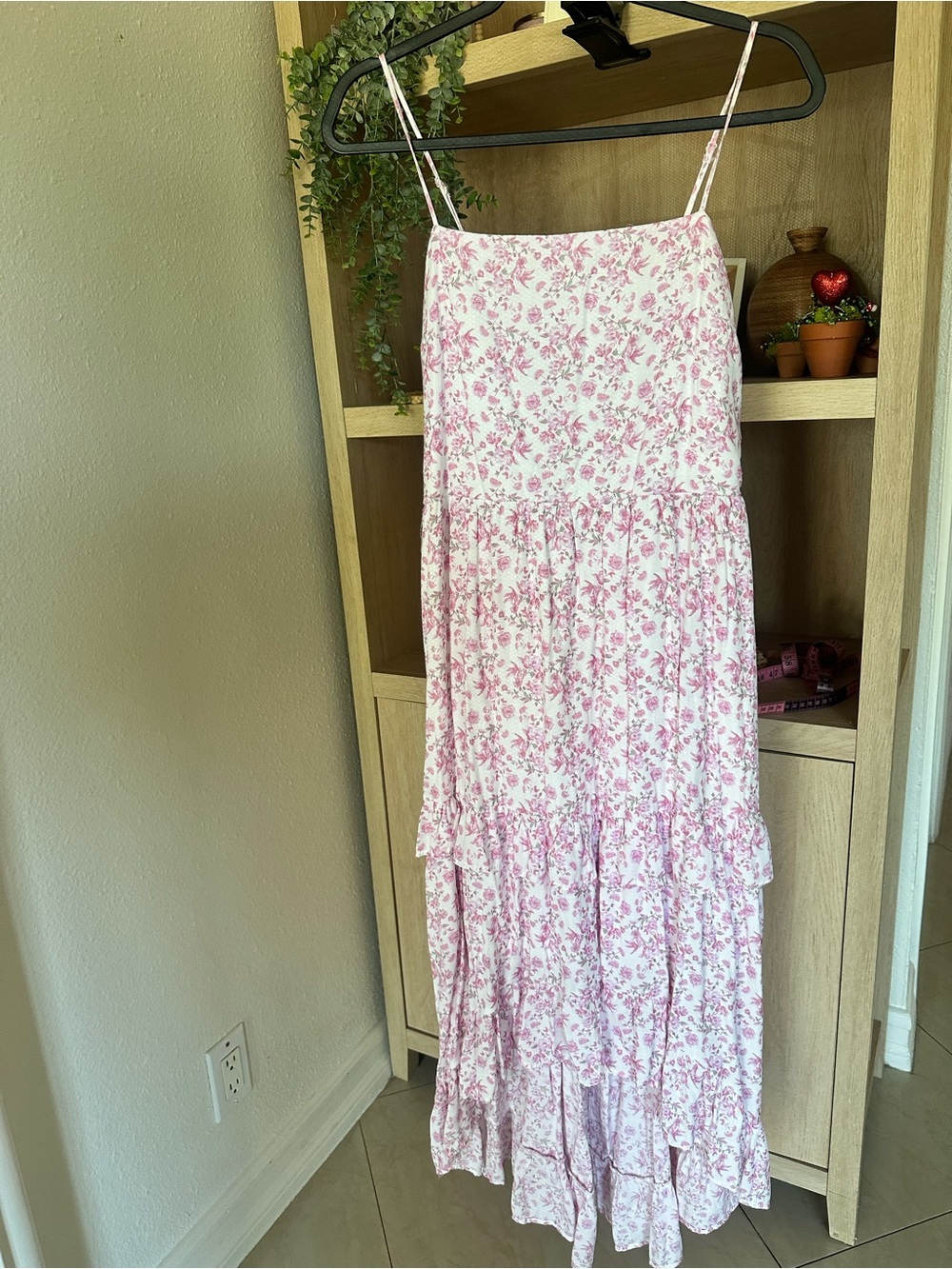 Pink Floral Tiered Maxi Sundress